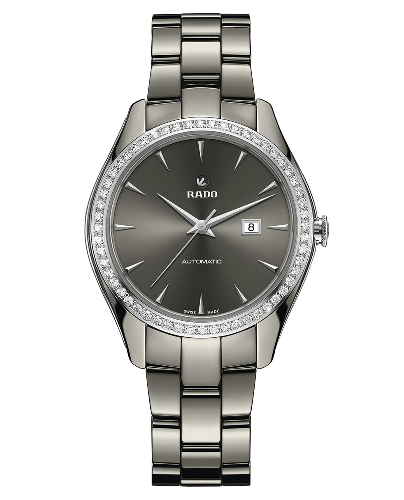 Rado Rado Hyperchrome Diamonds R32051102 Automatic R32051102 механические женские часы серый циферблат, браслет плазменная керамика + ceramos™ — вид спереди